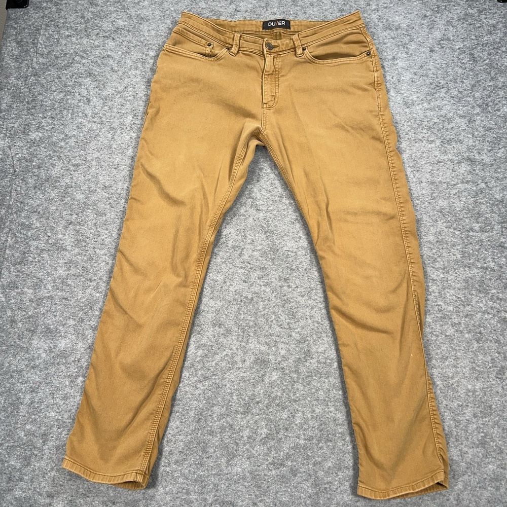 DUER Jeans Mens 34x32 Beige Relaxed Taper Stretch Denim Pants Travel FIT34x30